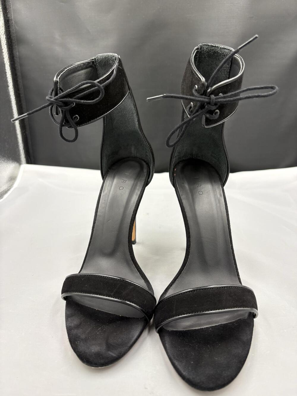 IRO Stiletto Heels Womens EU 39 US 8 Black Suede Ankle Lace Up Strappy AK705
